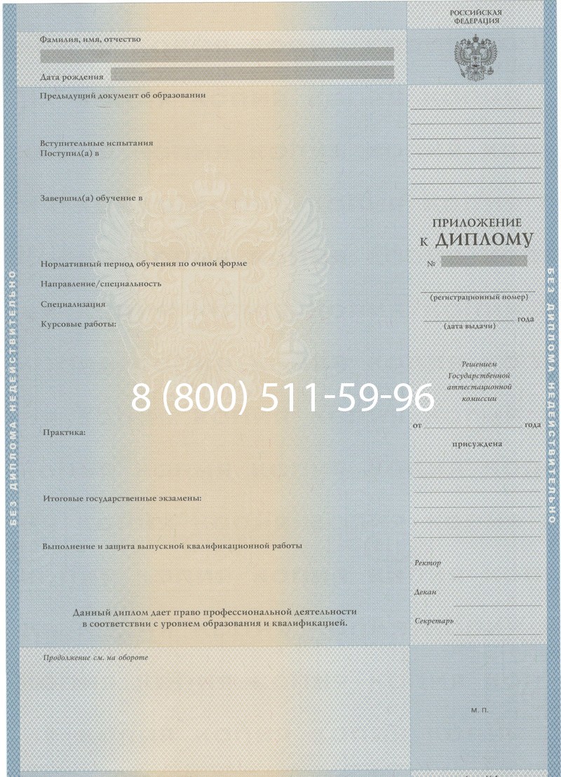 Купить Диплом специалиста 1997-2002 годов в Санкт-Петербурге