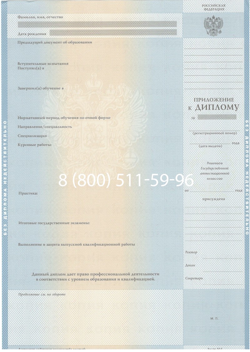 Купить Диплом специалиста 2003-2009 годов в Санкт-Петербурге
