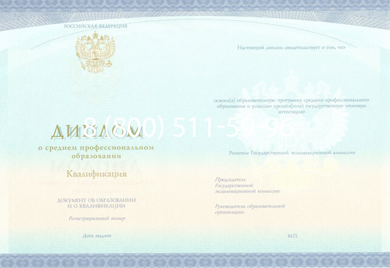 Купить Диплом колледжа (Спецбланк) 2014-2026 года в Санкт-Петербурге